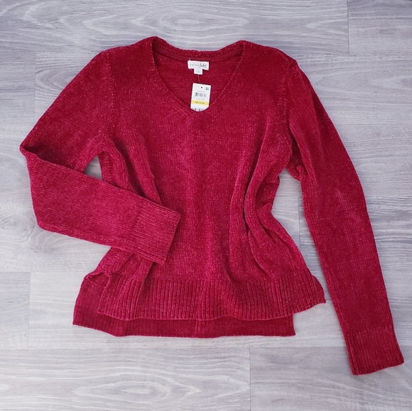 Maison Jules Sweaters - Maison Jules Red Chenille Sweater